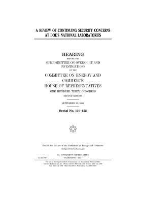 Read online A Review of Continuing Security Concerns at Doe's National Laboratories - U.S. Congress file in ePub